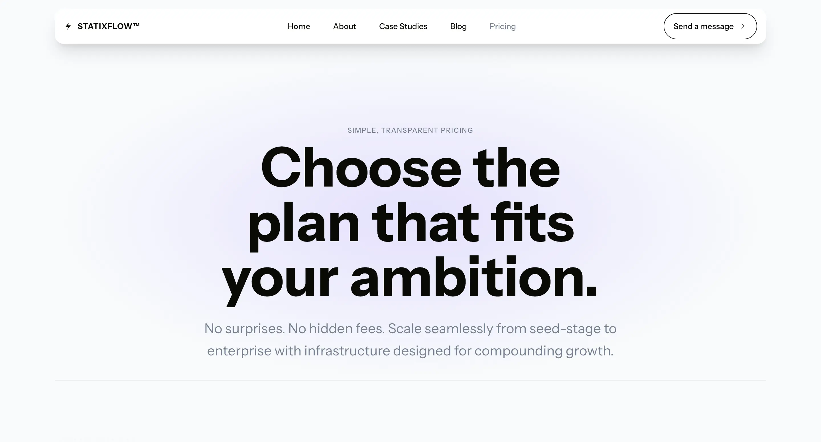 StatixFlow Next Pricing Page